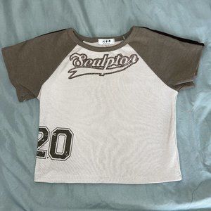 jersey team cropped fitted t-shirt